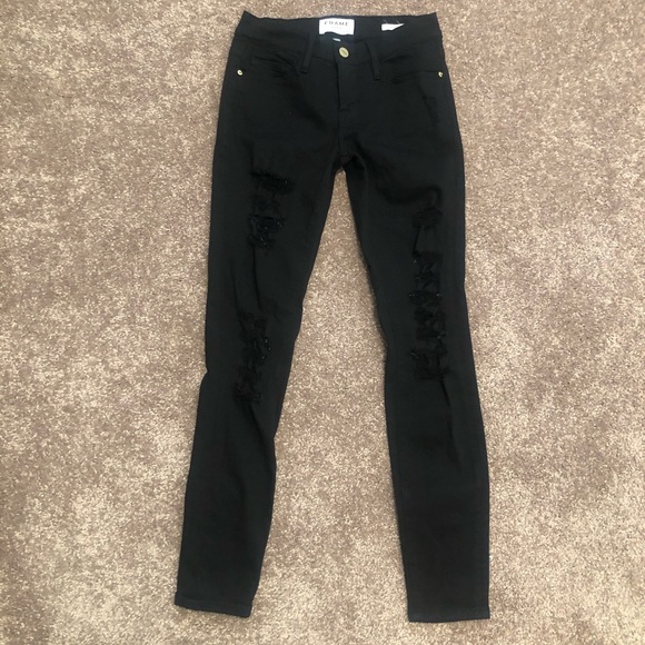 FRAME Black Skinny Jeans - Le Skinny de Jeanne - Picture 1 of 4